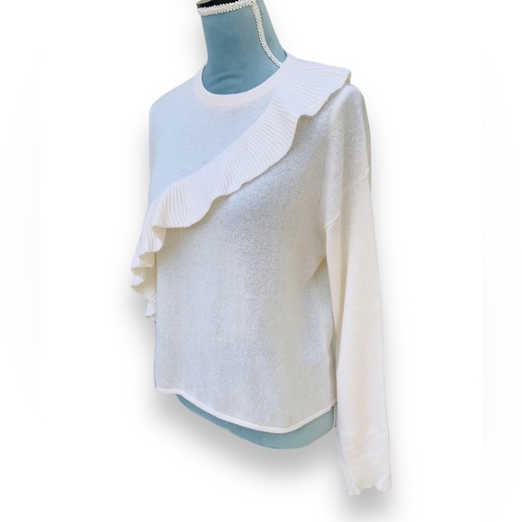 LINE the Label Cashmere Ruffle Cream Sweater Size XS - Picture 2 of 7